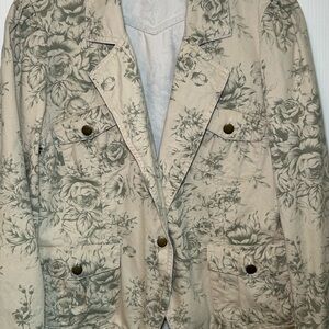 Faded Glory Beige Floral Woman’s  Denim Jacket